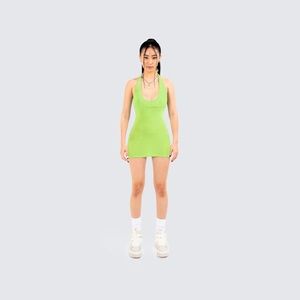 Finesse Dani Halter mini Dress lime neon green size xs NWT